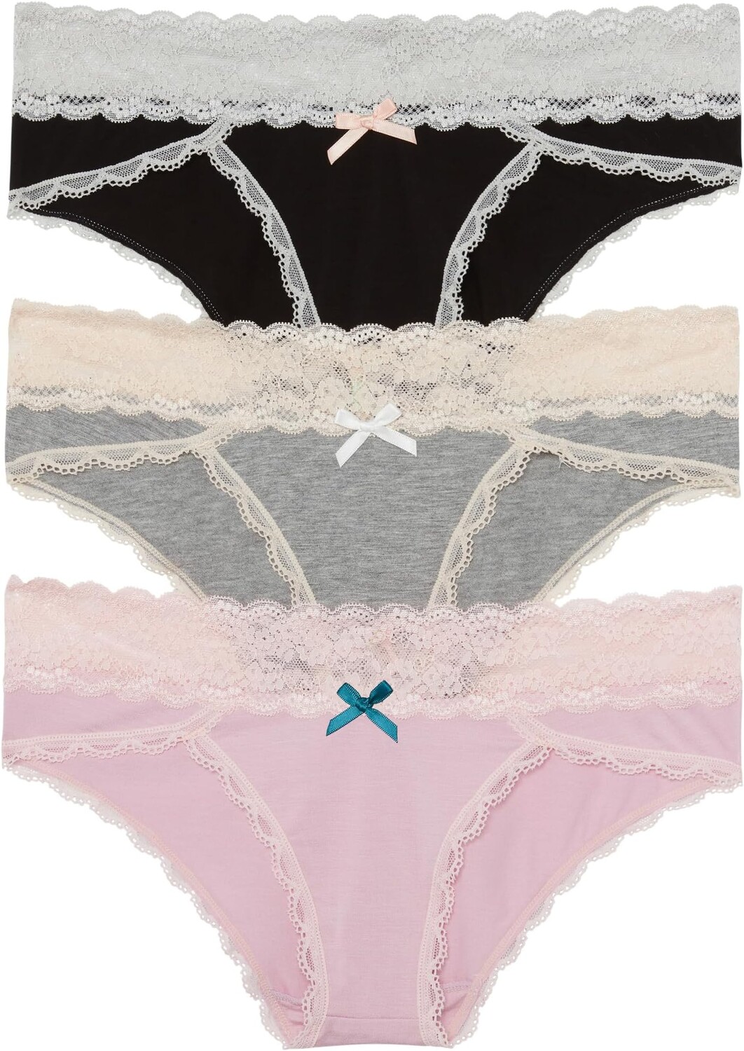 

Набор из трех хипстерских вещей Ahna Honeydew Intimates, цвет Black/Heather Grey/Primrose