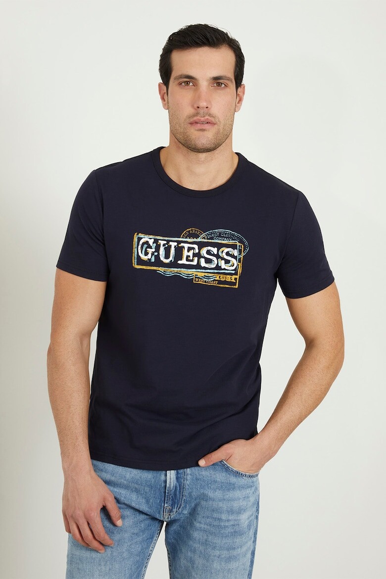 

Узкая футболка с логотипом Guess, синий