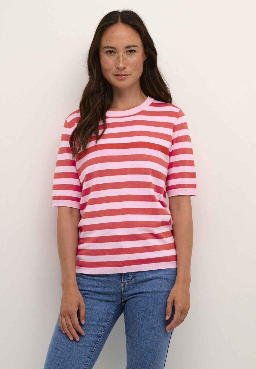 

Футболка с принтом KALIZZA STRIPED Kaffe, цвет pink mist cayenne stripe