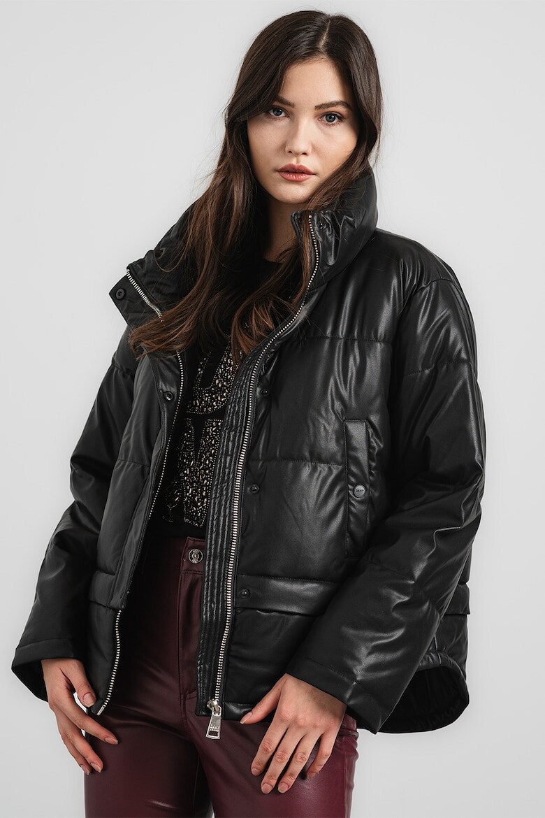 

Пышная зимняя куртка из экокожи Dkny, черный