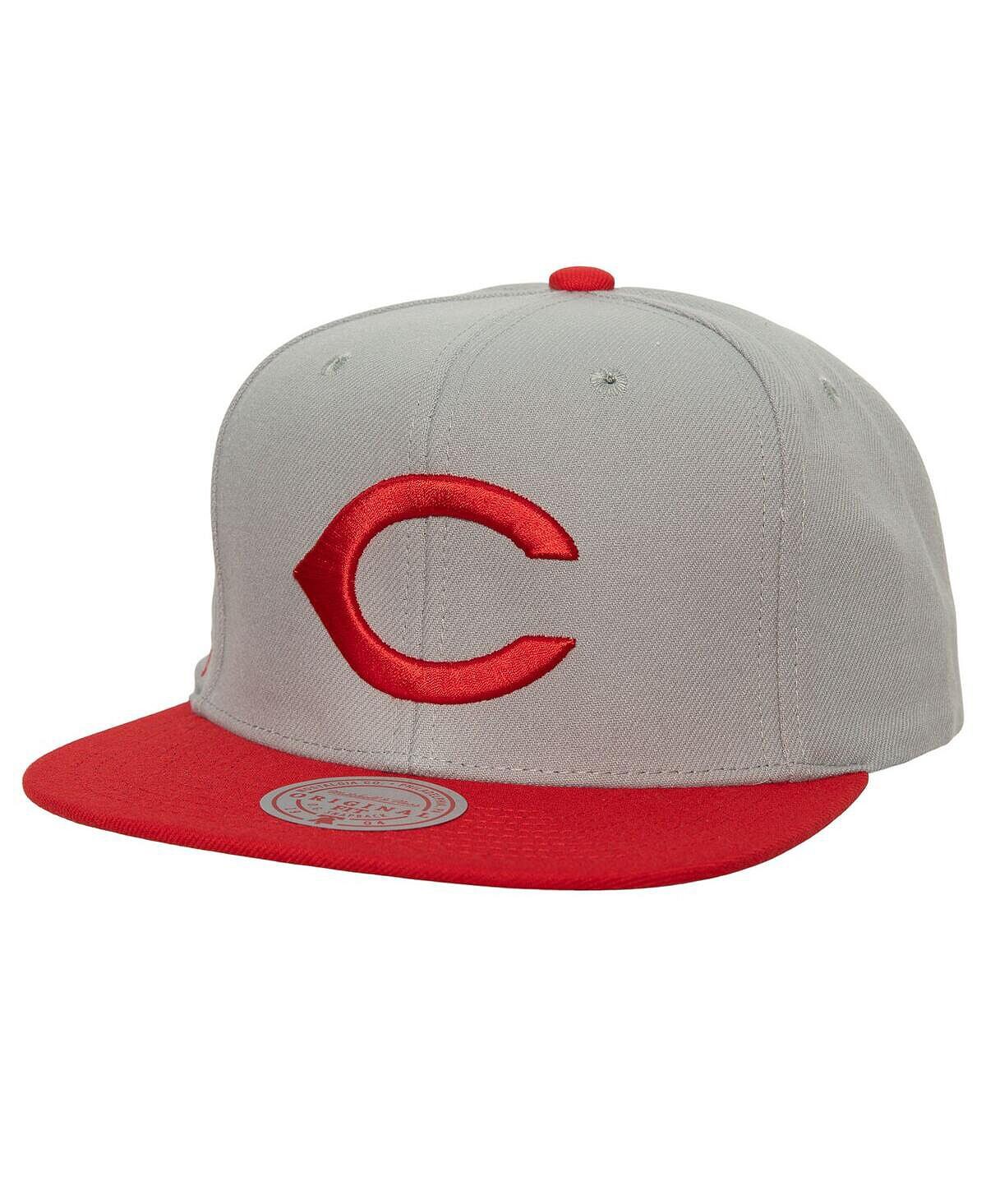 

Мужская серая выездная шляпа Snapback Cincinnati Reds Cooperstown Collection Mitchell & Ness