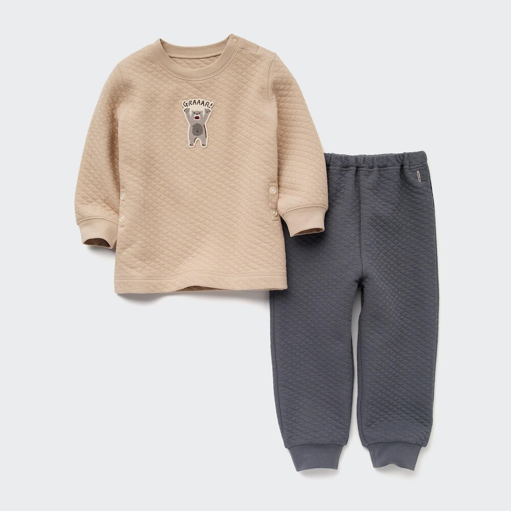

Пижама Uniqlo для младенцев и малышей с длинными рукавами, темно-бежевый