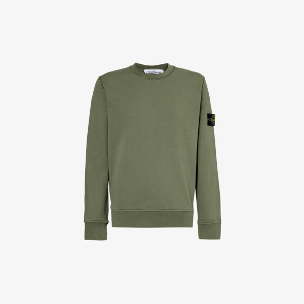 

Толстовка из хлопкового джерси с фирменной нашивкой и круглым вырезом Stone Island, цвет musk