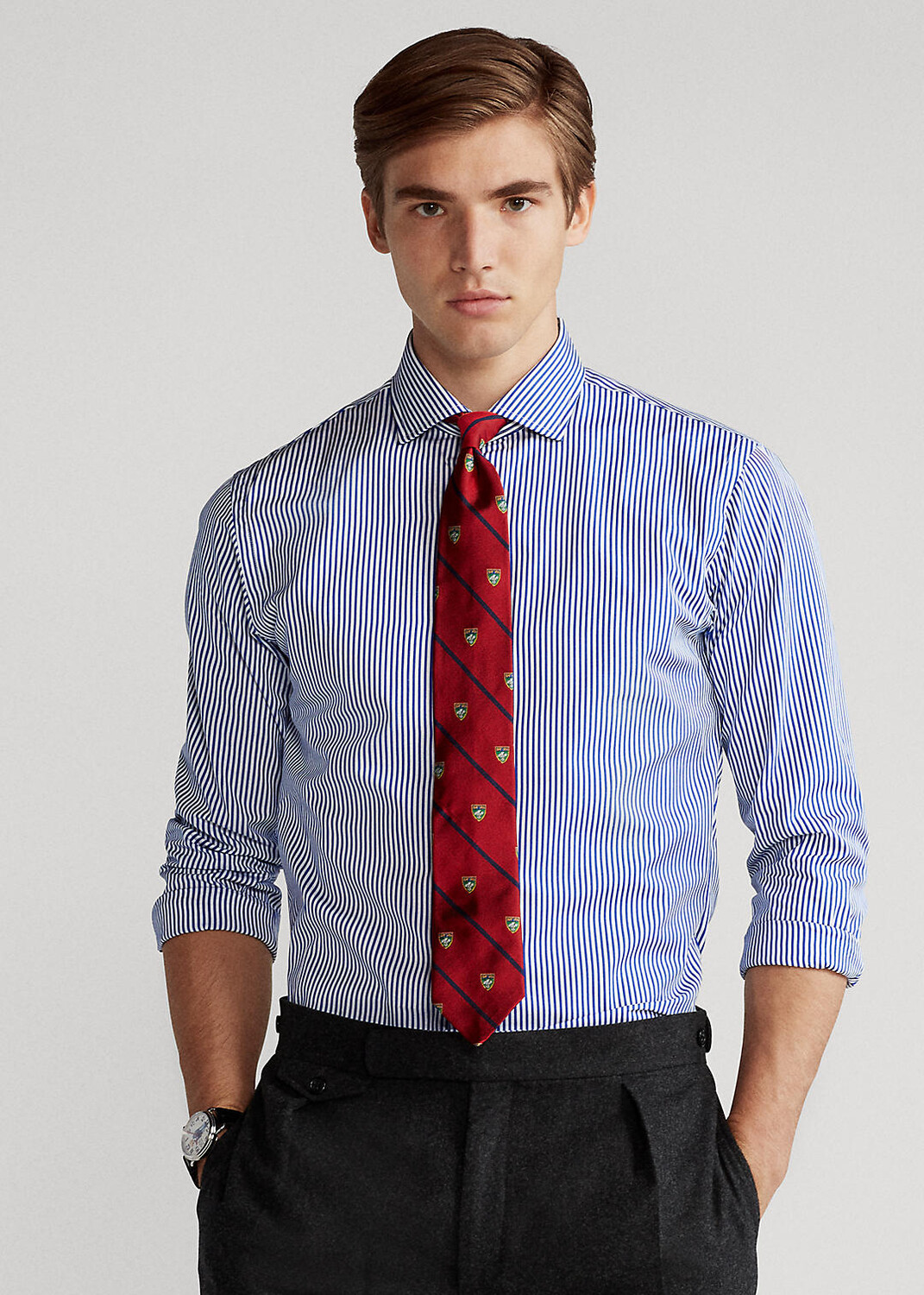 

Рубашка Slim Fit в полоску из сукна