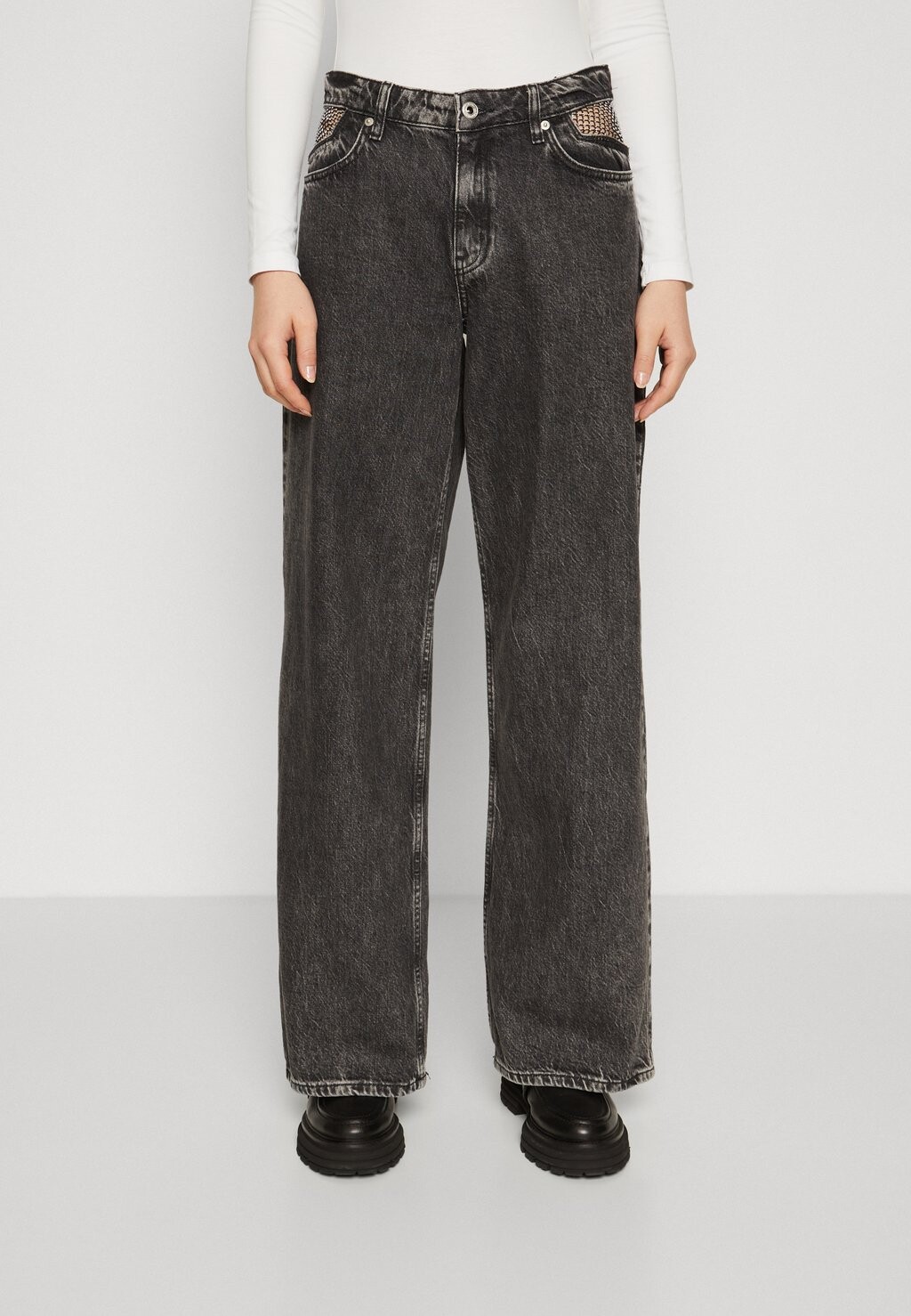 

Джинсы-бойфренды CHAIN Karl Lagerfeld Jeans, черный