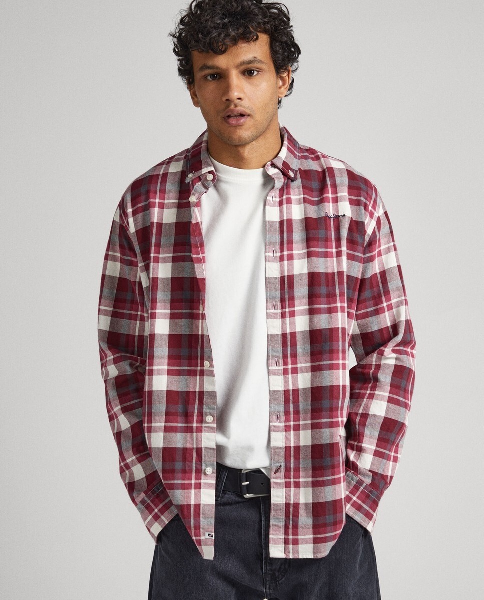 

Обычная мужская рубашка с разноцветным клетчатым принтом Pepe Jeans, мультиколор