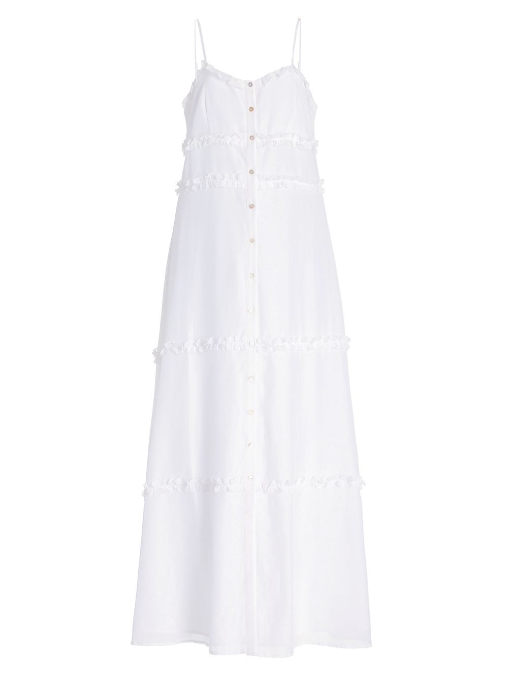 Платье макси Connie из хлопка и шелка с оборками Bird & Knoll, белый