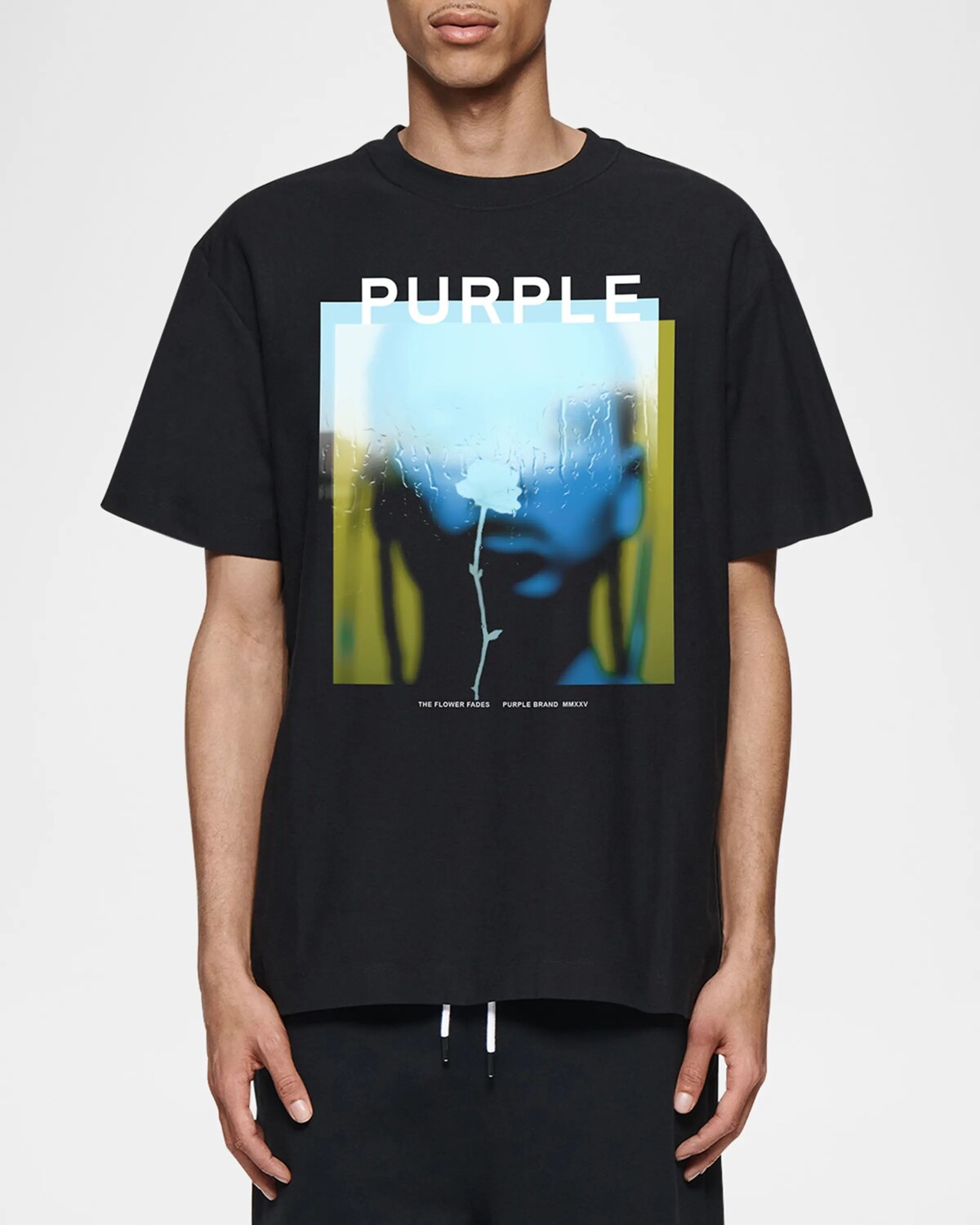

Мужская футболка-тяжеловес с цветочным рисунком Purple, черный