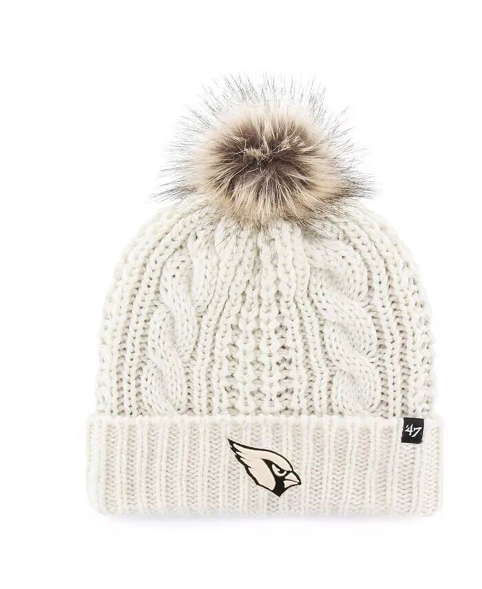 

Женская кремовая вязаная шапка Arizona Cardinals Meeko с манжетами и помпоном '47 Brand, бежевый