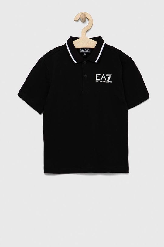 Рубашка-поло из детской шерсти EA7 Emporio Armani, черный