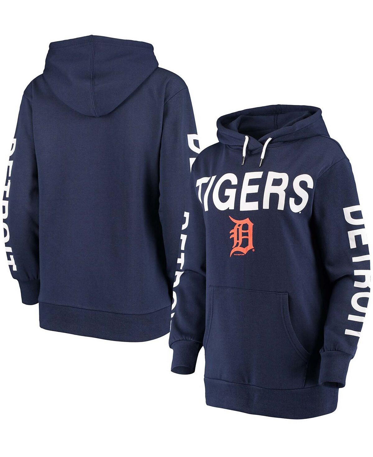 

Женский темно-синий пуловер с капюшоном Detroit Tigers Extra Inning с цветными блоками G-III 4Her by Carl Banks, темно-синий