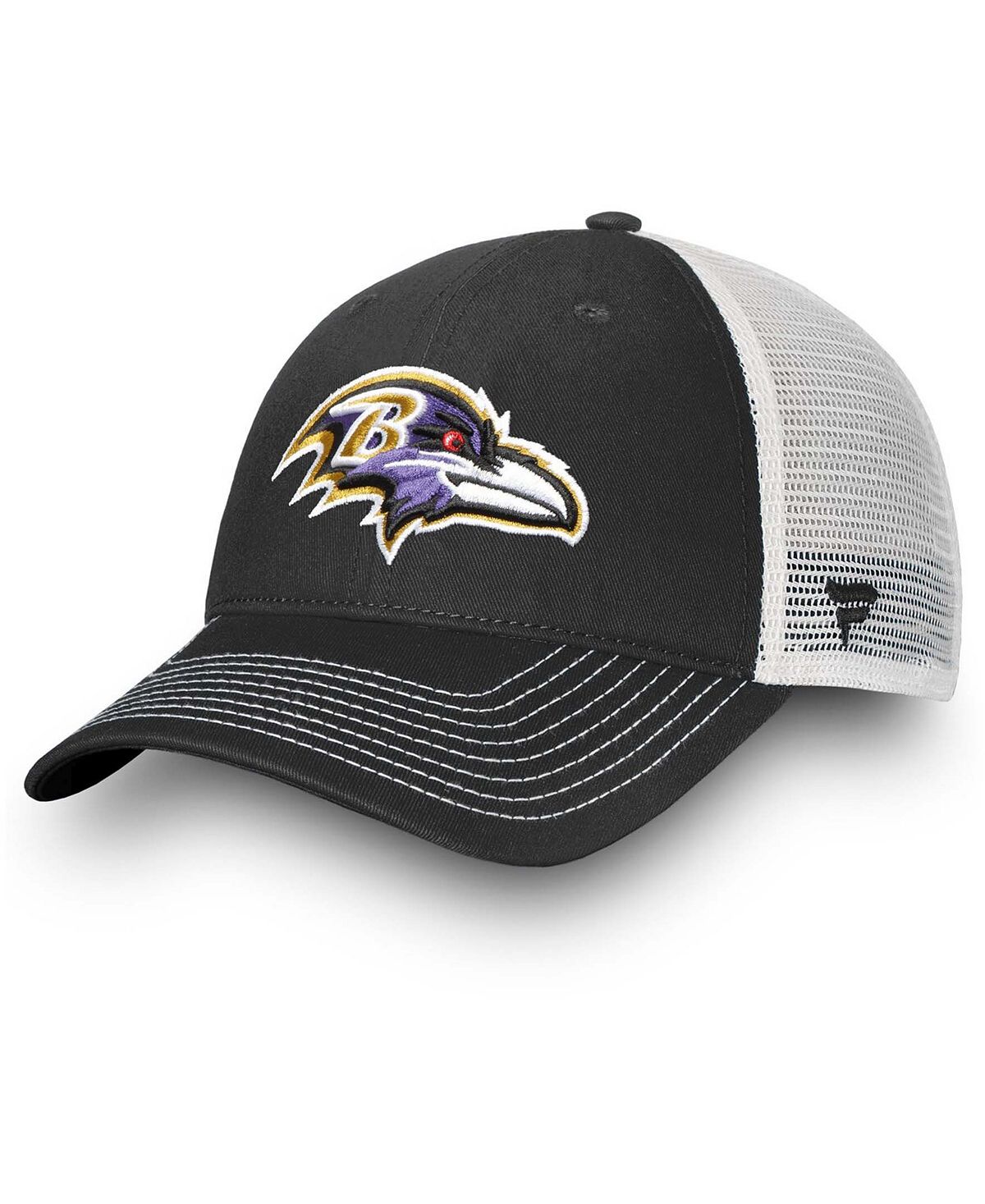 

Мужская черно-белая кепка Baltimore Ravens Fundamental Trucker Snapback Fanatics