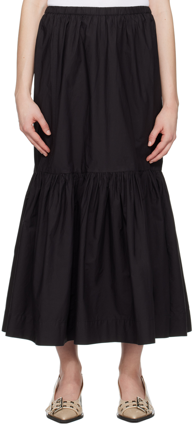 цена Черная длинная юбка с воланом Ganni