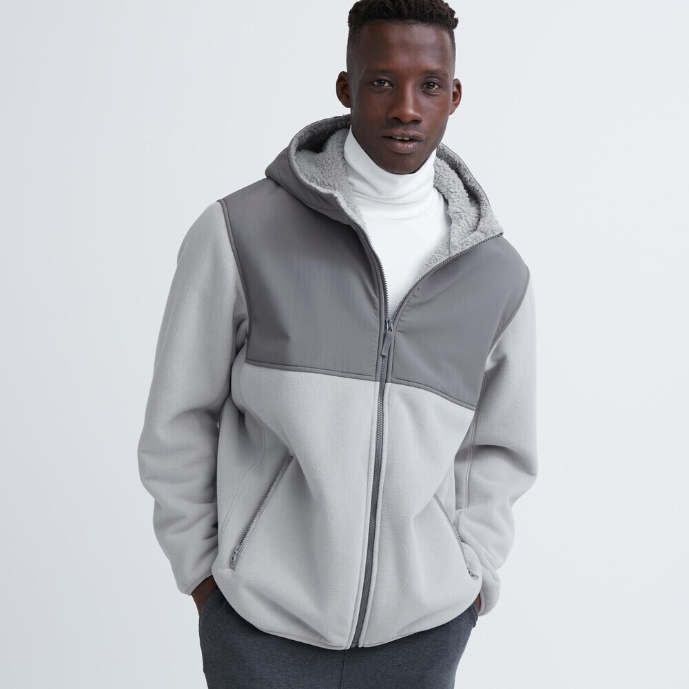 

Предпродажа Uniqlo мужская и женская ветрозащитная флисовая куртка с капюшоном, толстовка, флисовая теплая