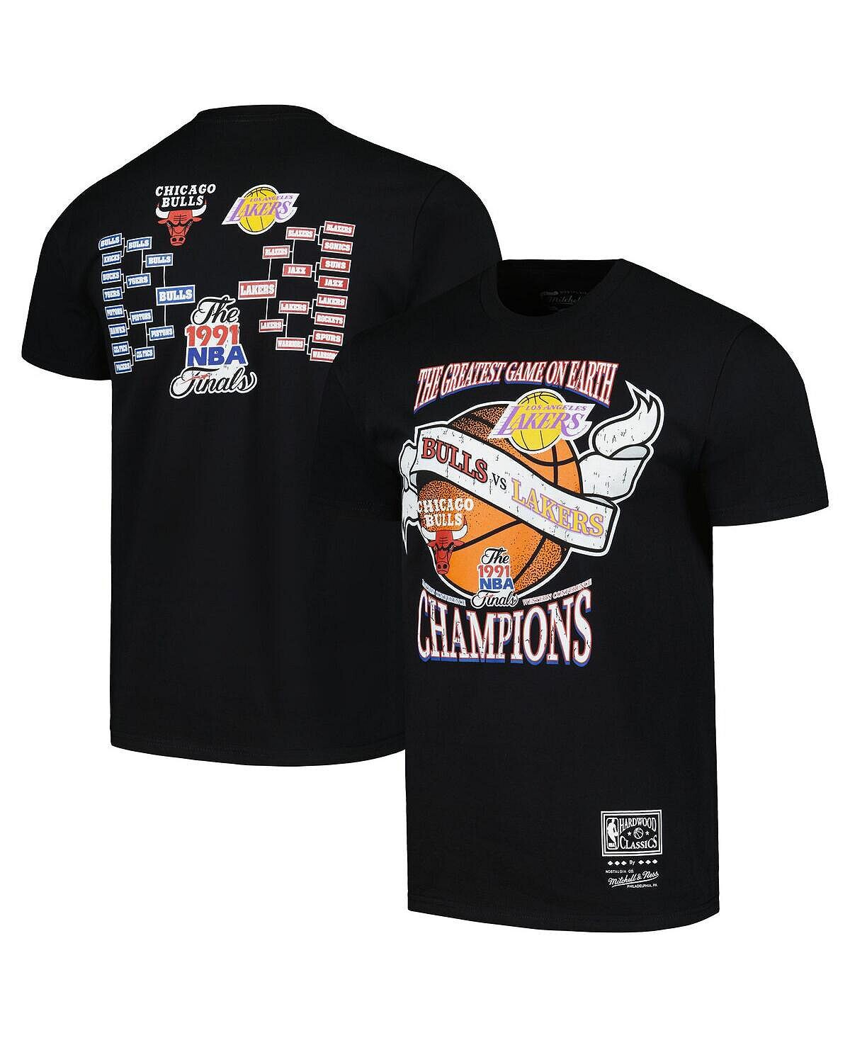 

Мужская команда Black Chicago Bulls Vs. Футболка Los Angeles Lakers Hardwood Classics 1991 Finals NBA Champions Victory Road Mitchell & Ness