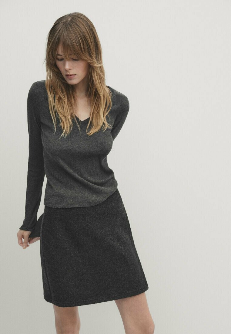 

Свитер Blend V-Neck Massimo Dutti, цвет mottled dark grey