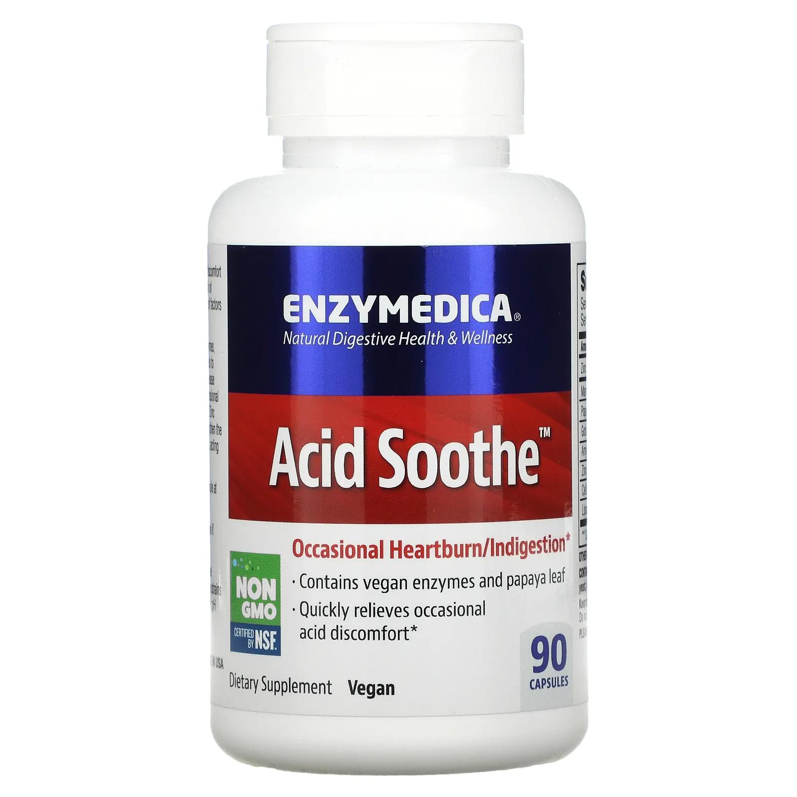 Enzymedica Пищевая добавка Acid Soothe 90 капсул enzymedica кандидаза 42 капсулы