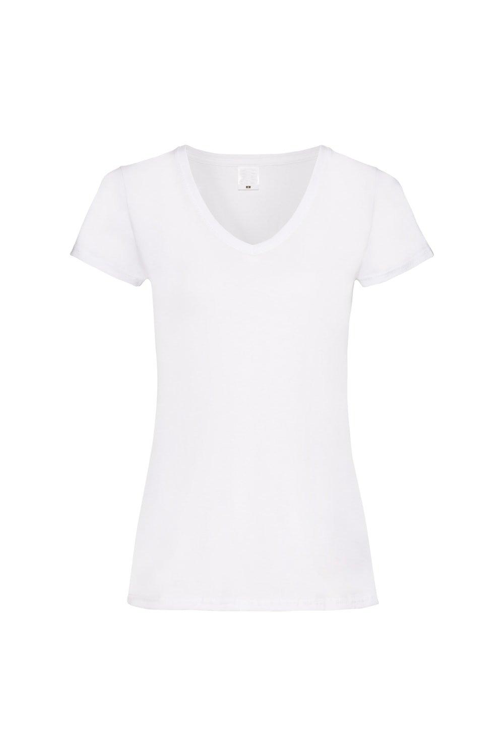 Повседневная футболка Value с V-образным вырезом и короткими рукавами Universal Textiles, белый футболка женская размер xl цвет серый меланж