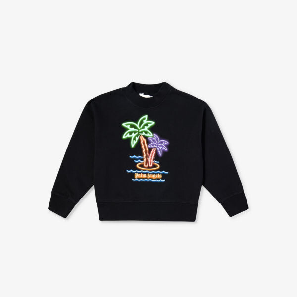 

Футболка из хлопкового джерси с графическим принтом Neon Palm, 6–12 лет Palm Angels, черный