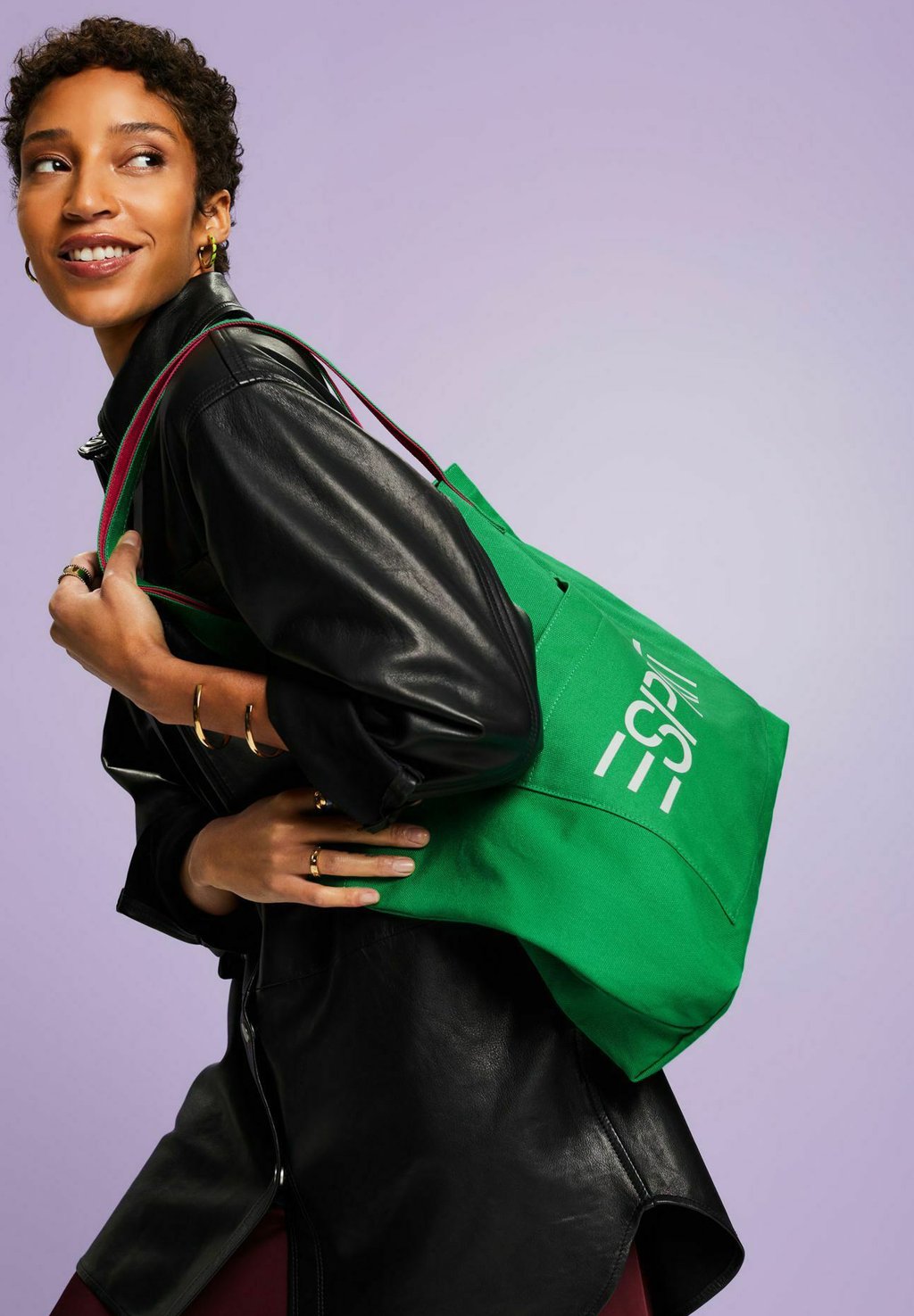 Сумка для покупок AUS MIT LOGODESIGN Esprit, зеленый сумка для покупок aus mit logo esprit оранжевый