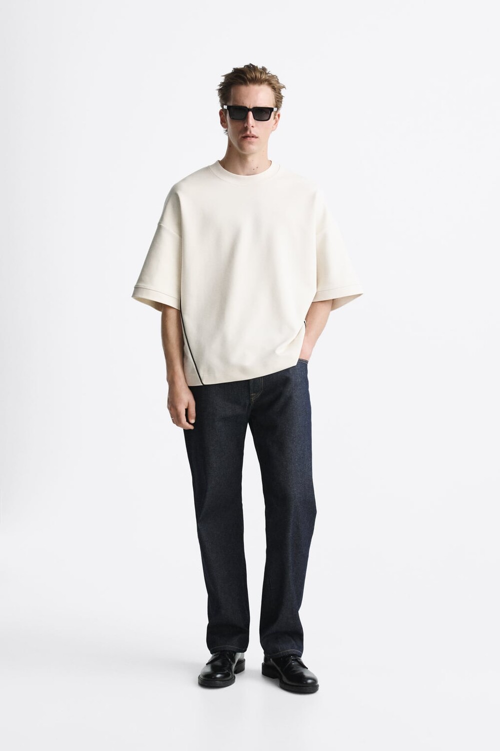 

Свитшот с контрастной отделкой ZARA, белый