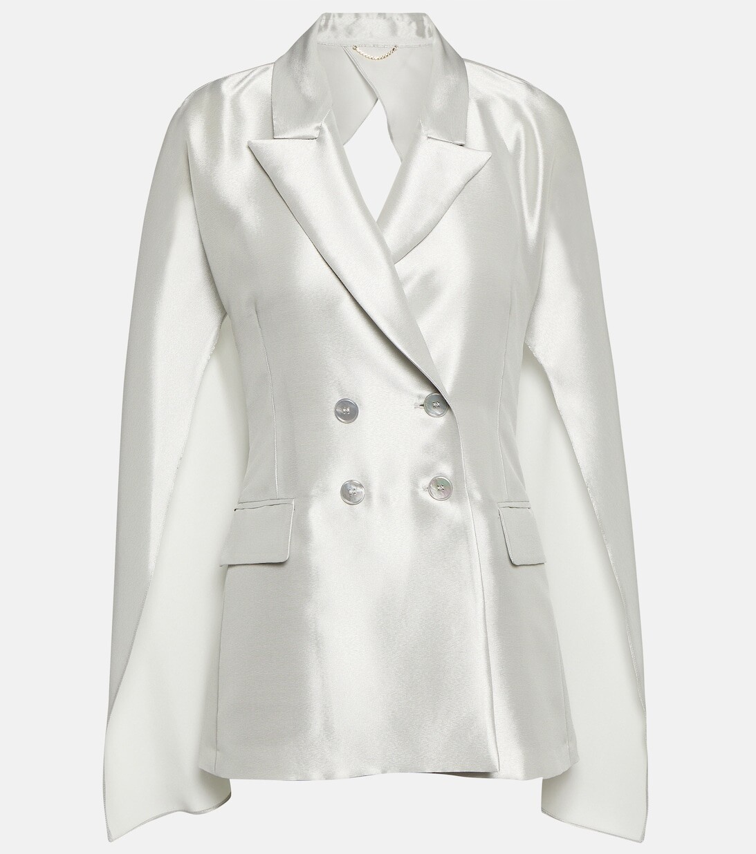 

Атласный блейзер Bridal Pasta из смесового шелка MAX MARA, серебряный