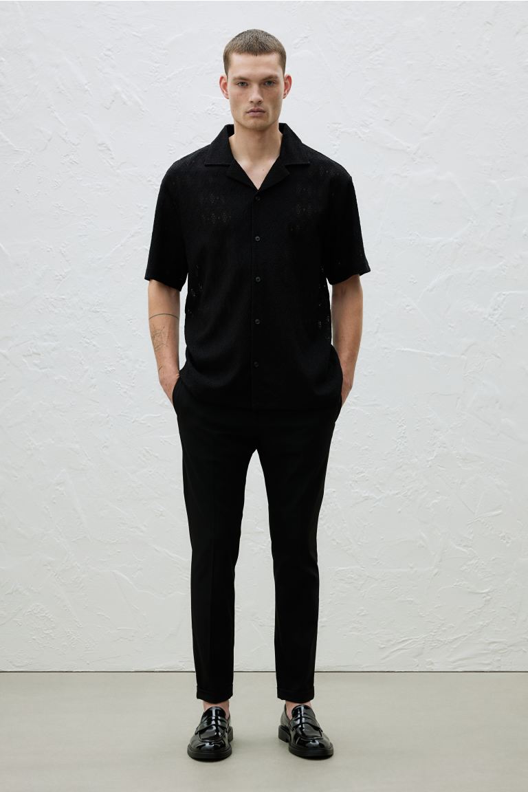Укороченные костюмные брюки узкого кроя H&M, черный