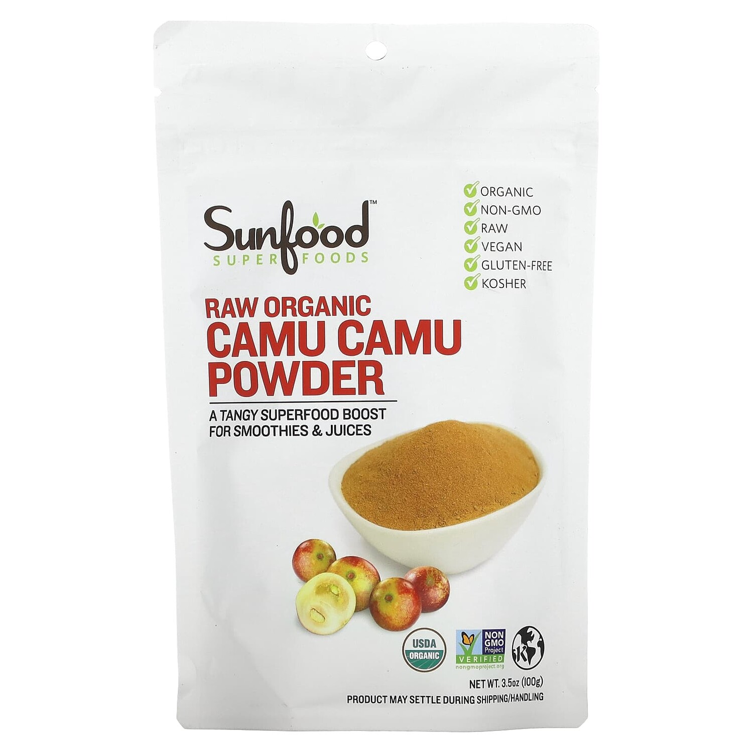 

Порошок из пикантного каму-каму, 3,5 унции (100 г), Sunfood