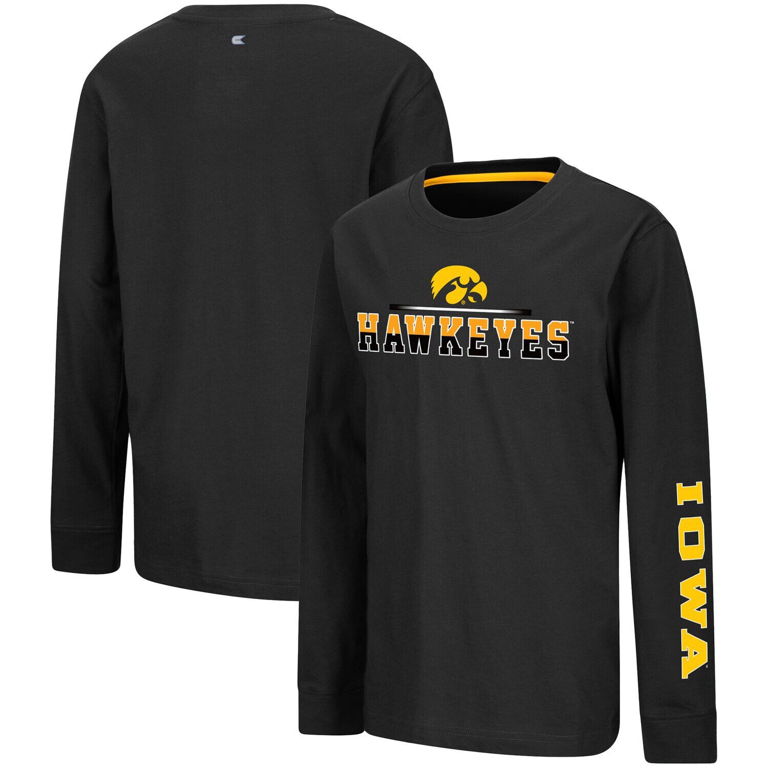 

Черная футболка с длинными рукавами Youth Colosseum Iowa Hawkeyes Two-Hit Colosseum