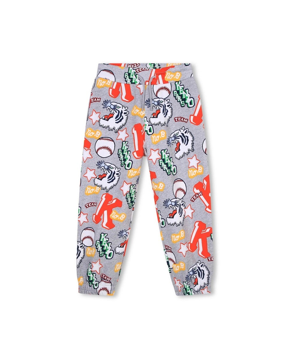 

Спортивные штаны с принтом и кулиской для мальчика Kenzo, серый