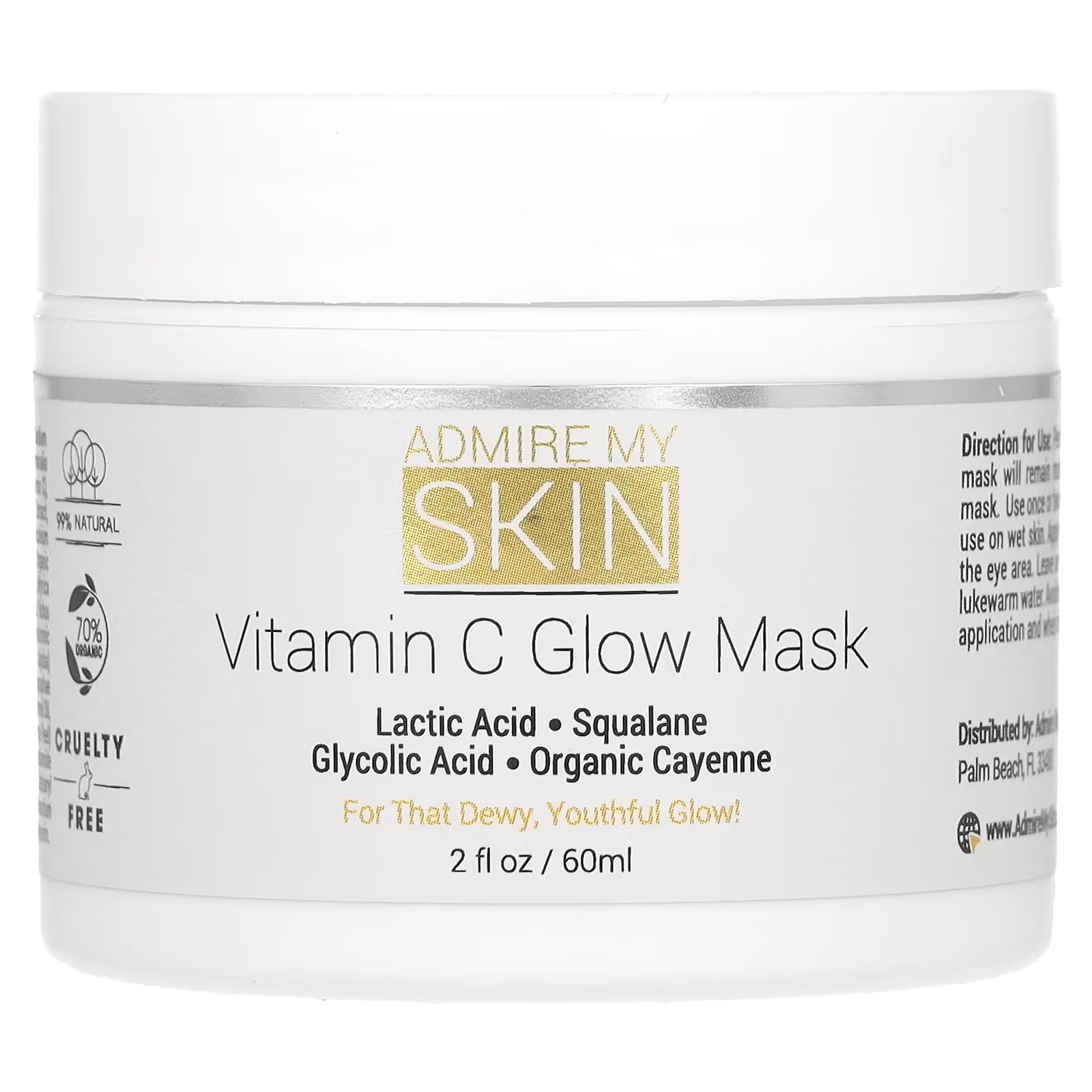 Красота-маска Admire My Skin с витамином C Glow, 2 жидких унции (60 мл) admire my skin маска с 2% салициловой кислотой 60 мл 2 жидк унции