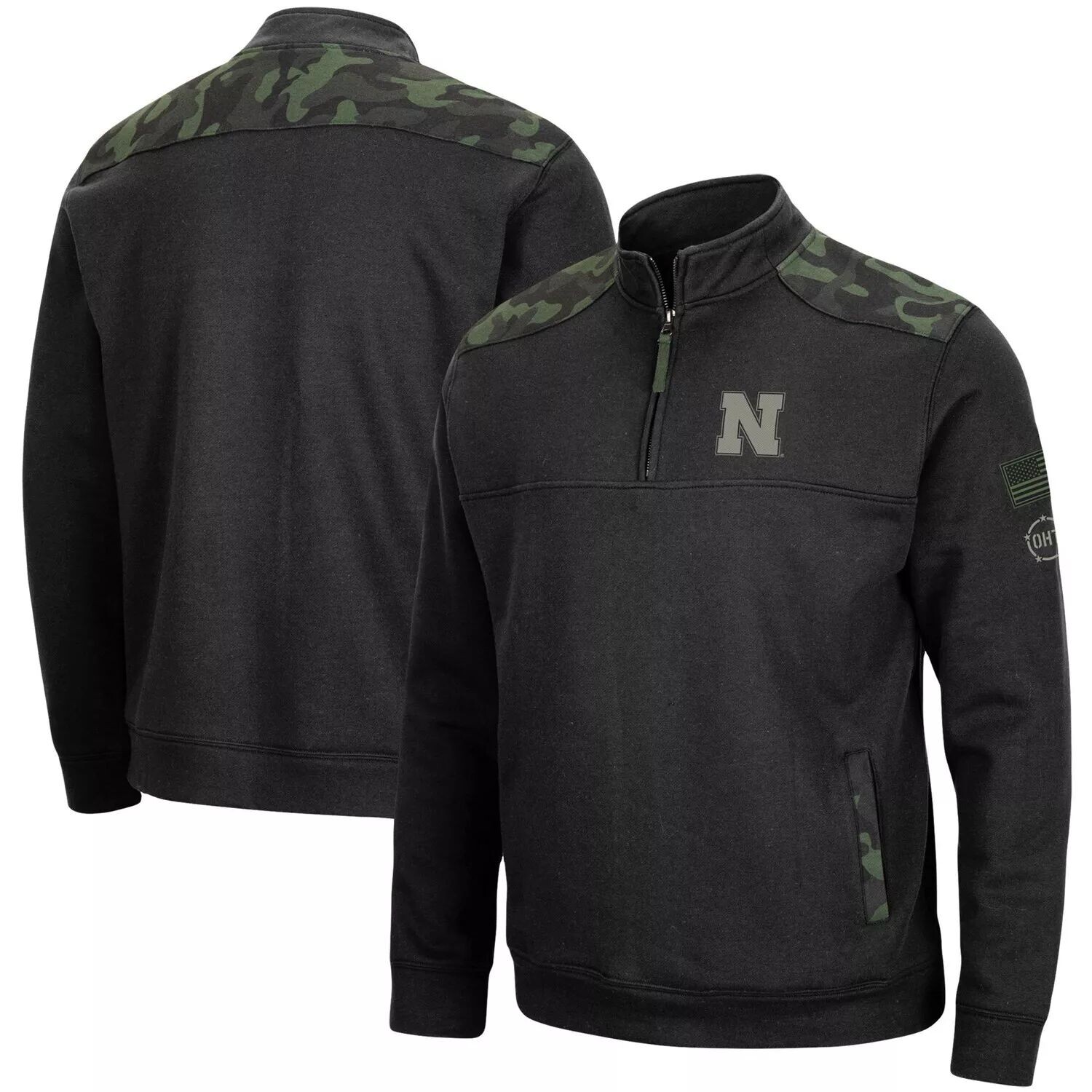 

Мужская черная флисовая куртка Nebraska Huskers OHT Military Appreciation Commo с молнией четверть Colosseum