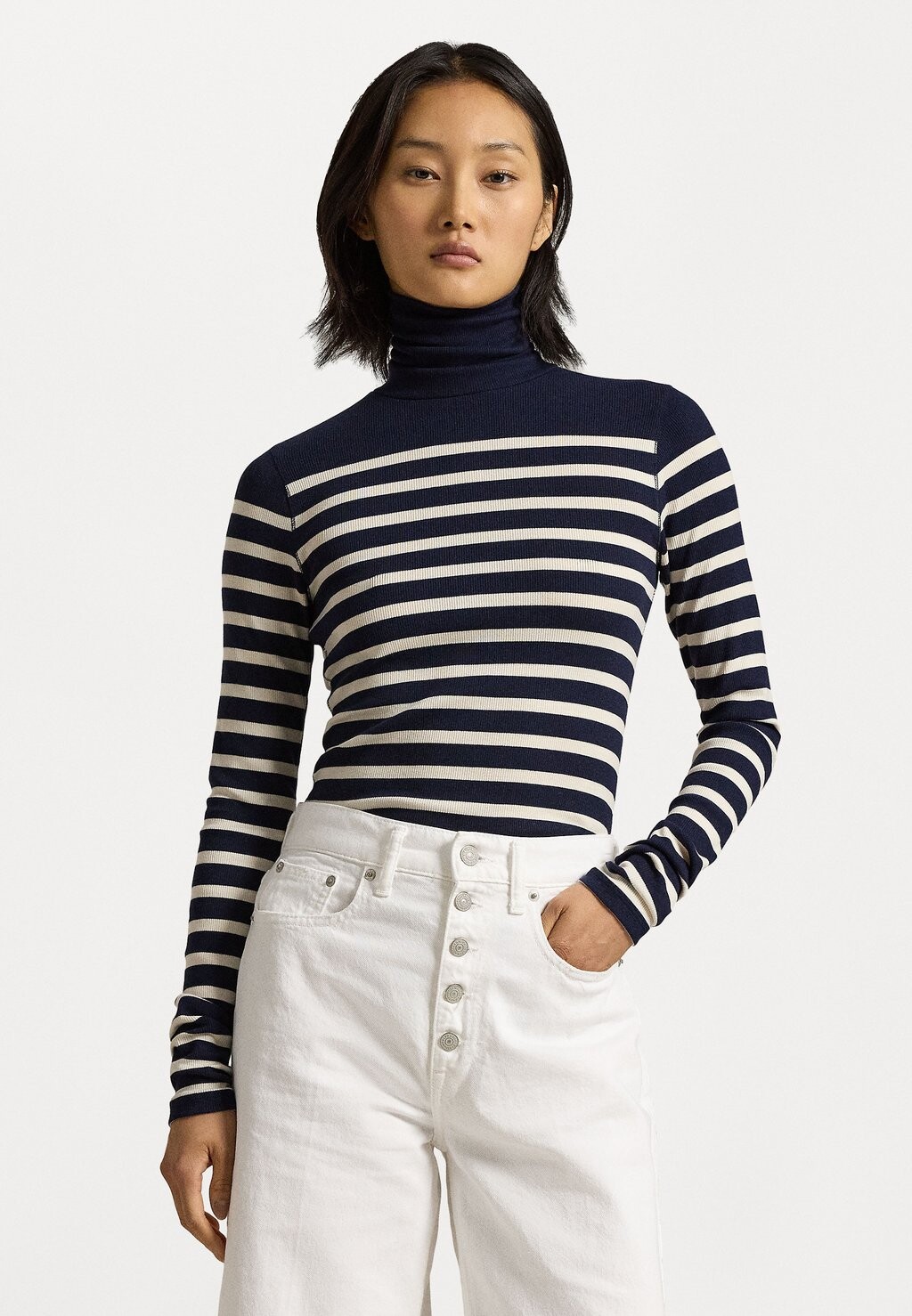 

Джемпер RIBBED STRIPED TURTLENECK Polo Ralph Lauren, кремовый