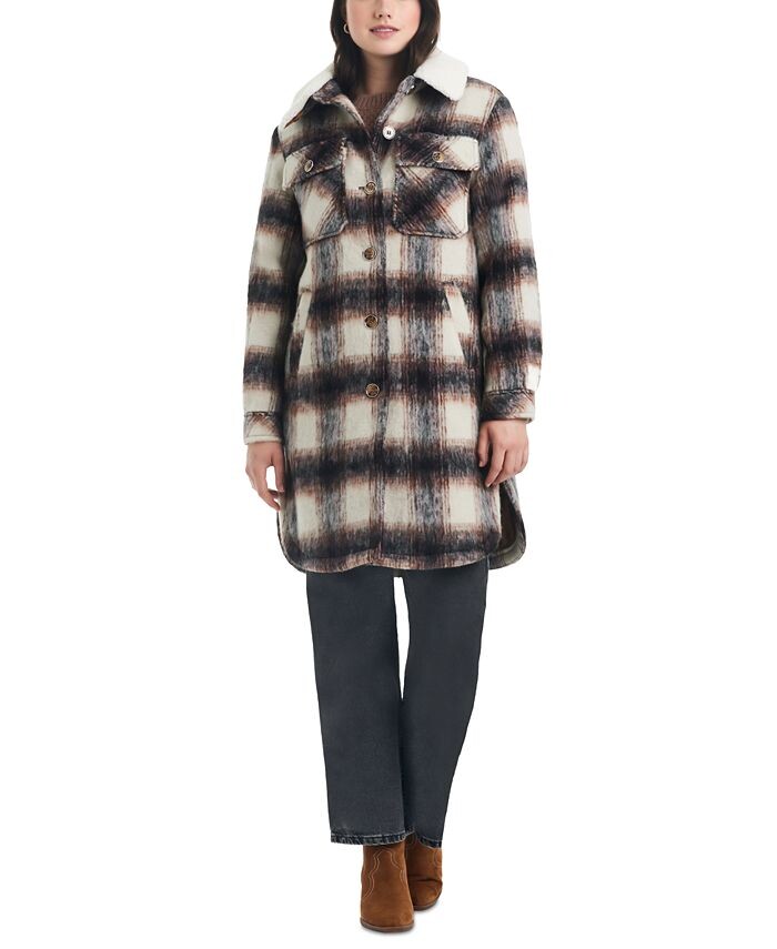 

Женская клетчатая куртка с флисовым воротником Vince Camuto, цвет Autumn Barn Plaid