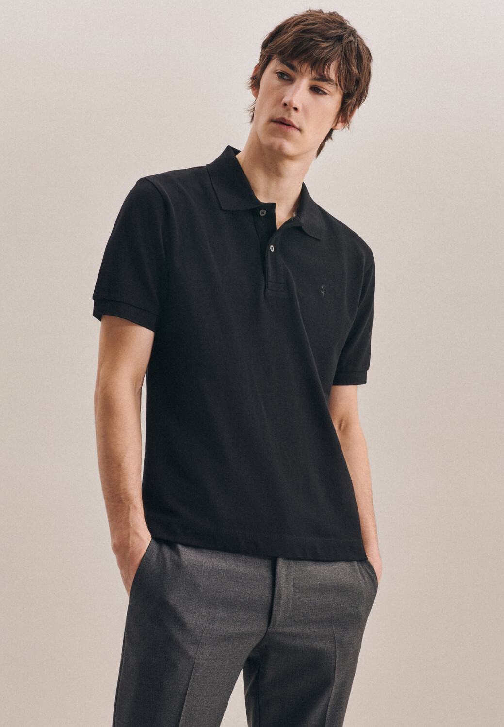 

Поло Seidensticker Polo Shirt Slim, черный