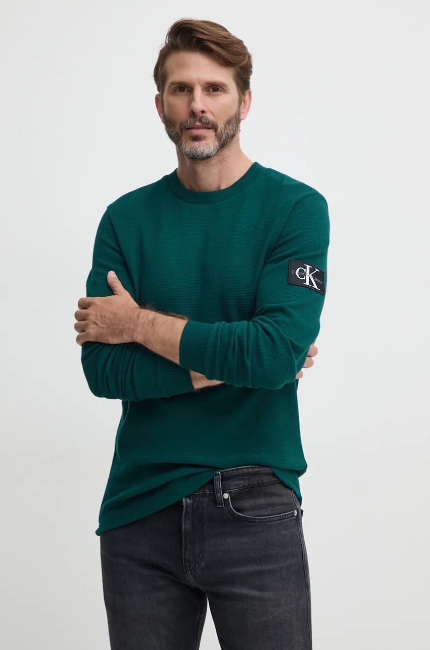 

Хлопковая толстовка Calvin Klein Jeans, зеленый