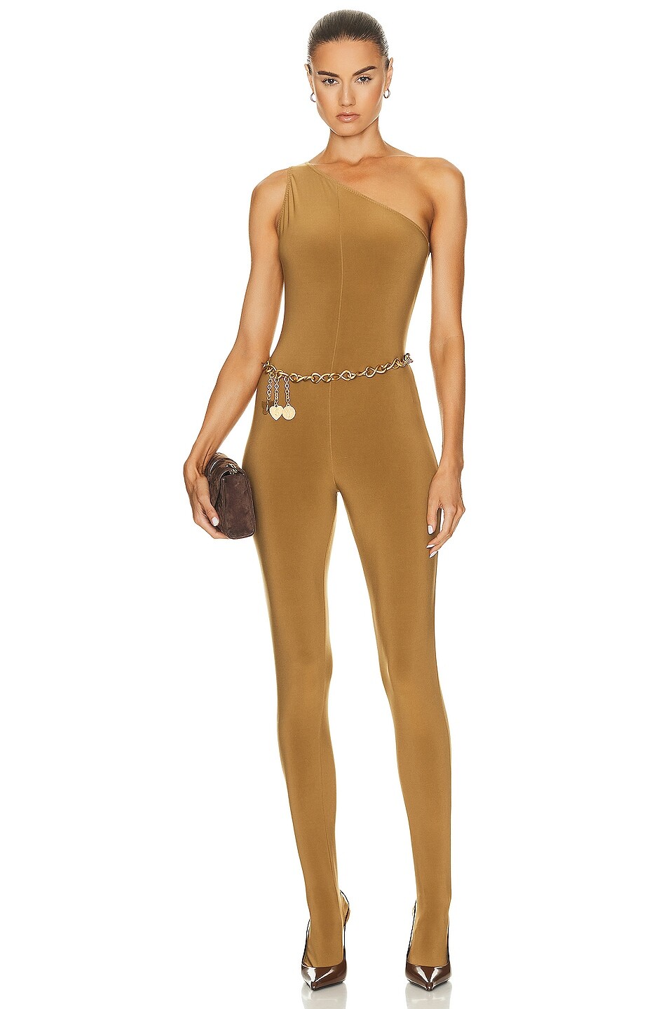

Комбинезон Norma Kamali One Shoulder Catsuit, цвет Woods