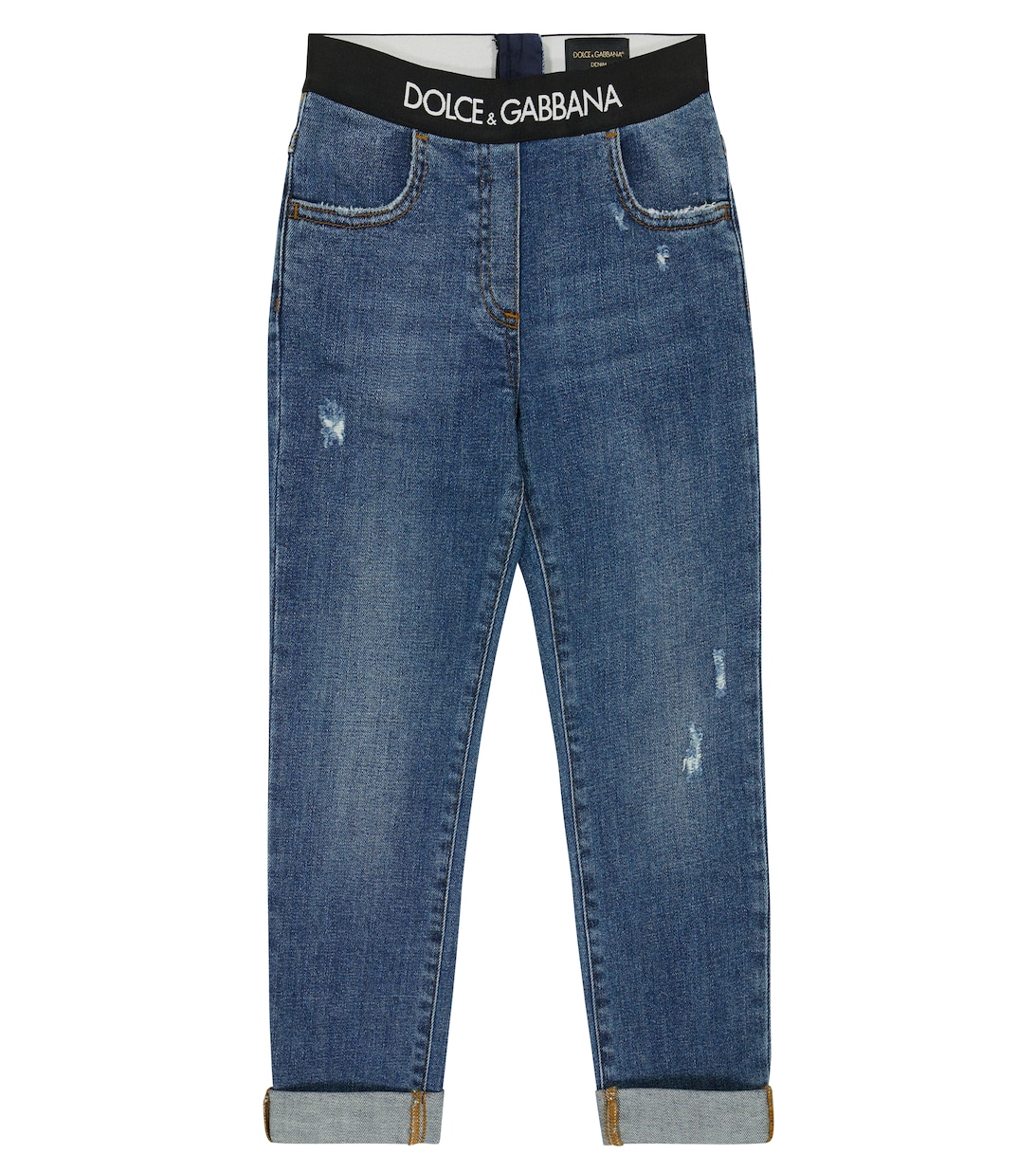Рваные джинсы с высокой посадкой Dolce&Gabbana, синий