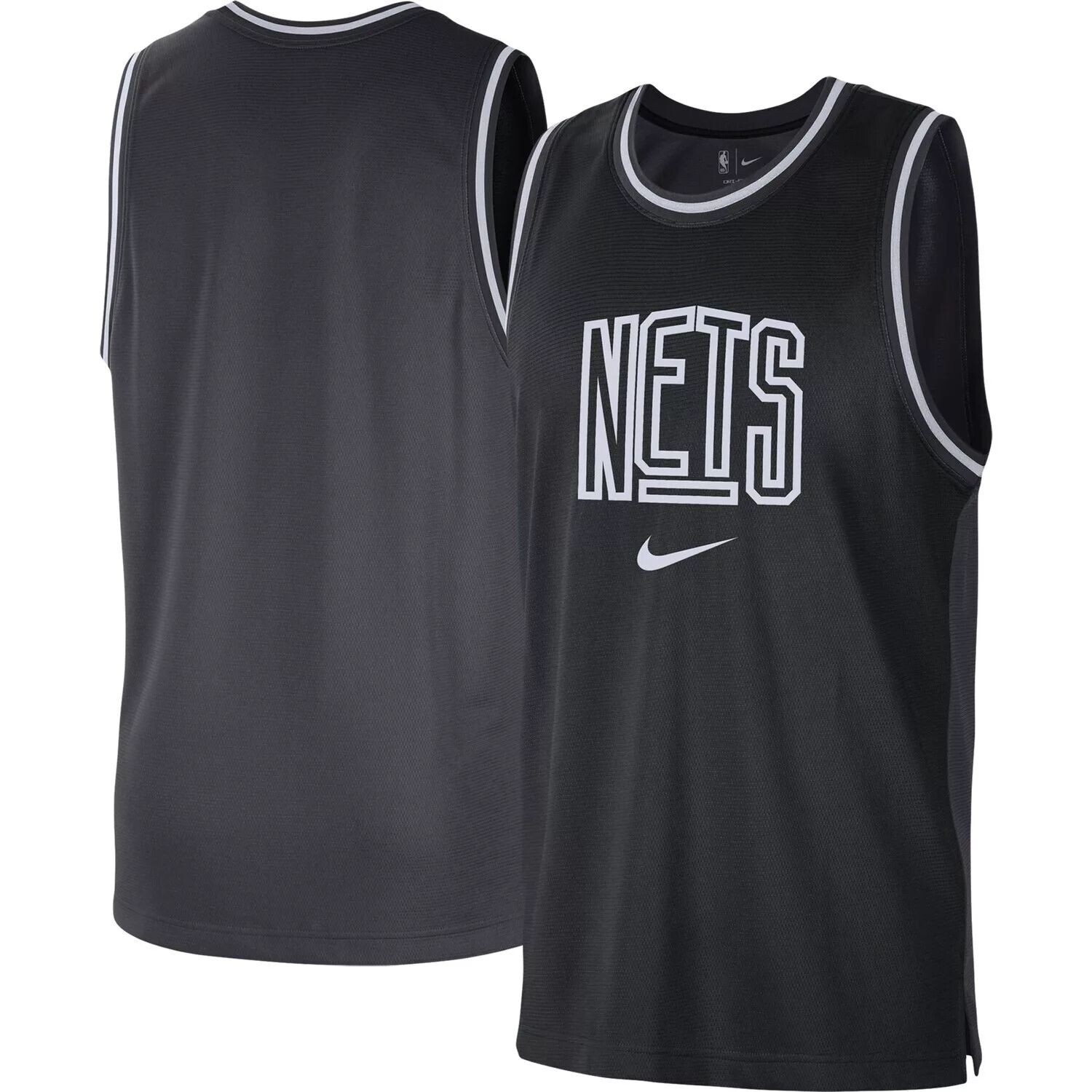 

Мужская черная/антрацитовая сетчатая майка Brooklyn Nets Courtside Versus Force Split DNA Performance Nike, Черный