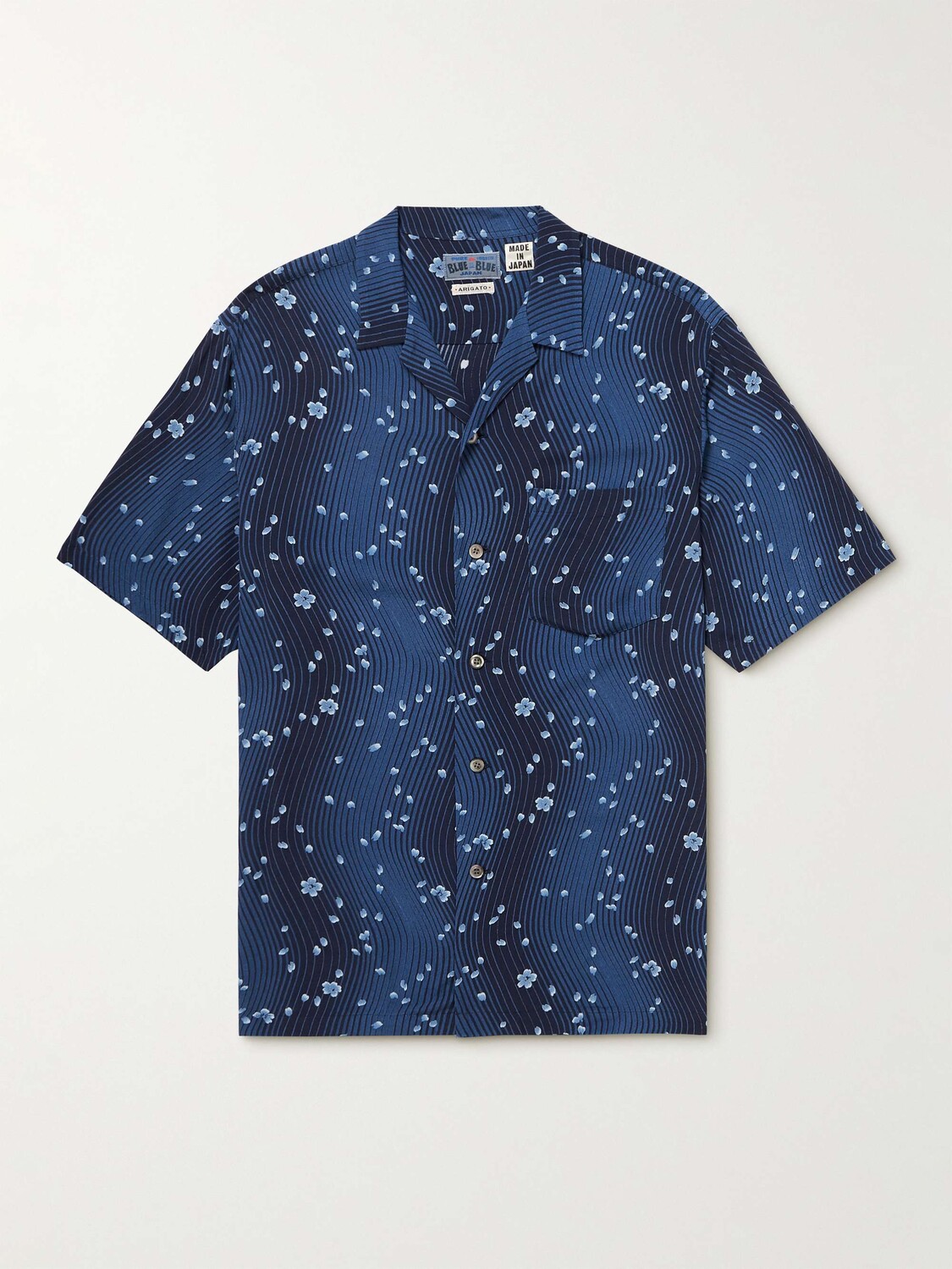 

Рубашка из крепа с принтом Camp-Collar BLUE BLUE JAPAN, нави