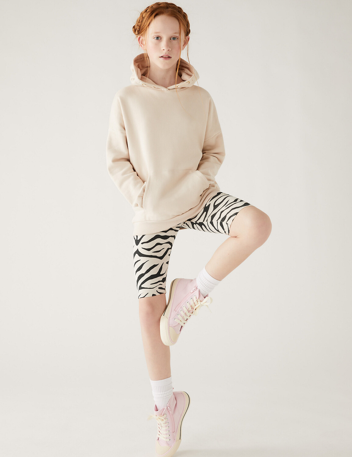 

Велосипедные шорты с зебровым принтом из хлопка (6–16 лет) Marks & Spencer