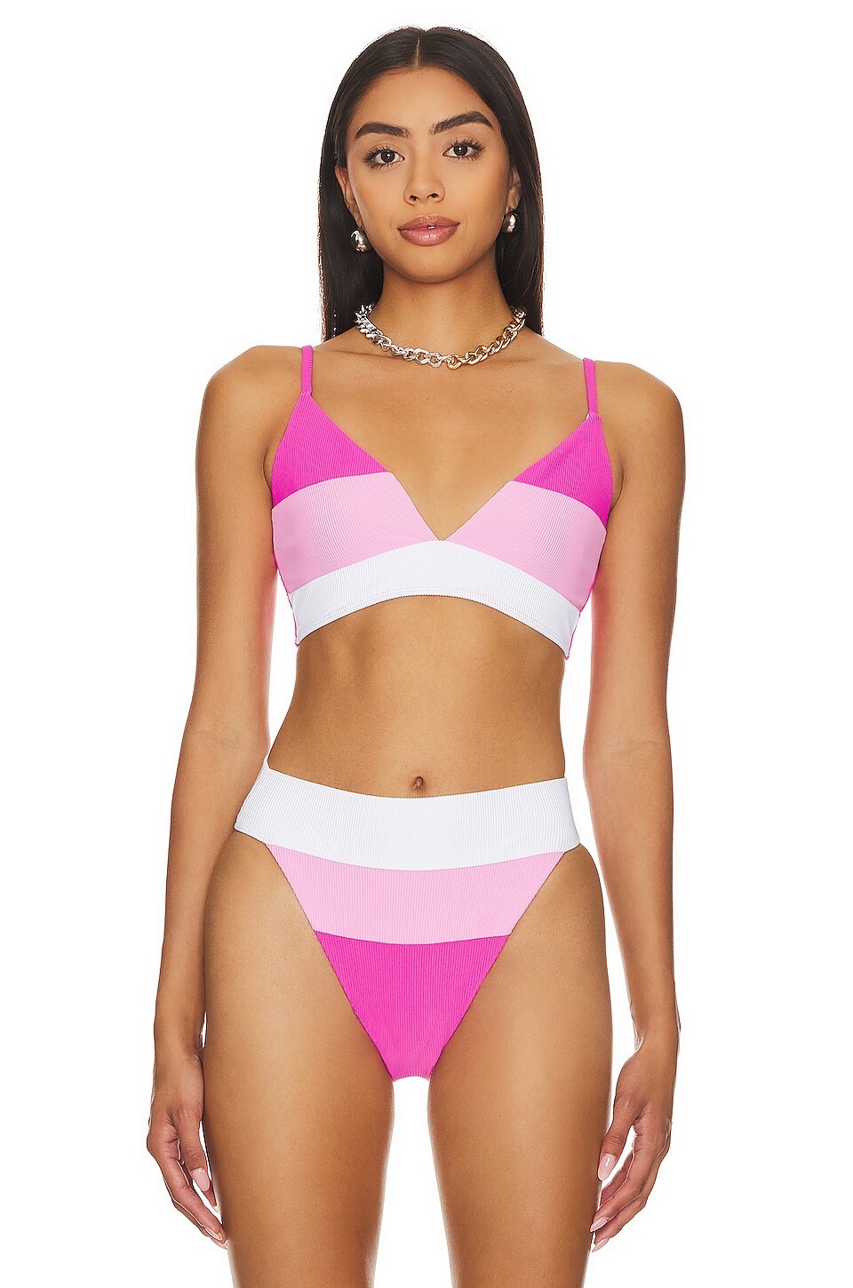 

Топ бикини BEACH RIOT x REVOLVE Riza, цвет Ultra Pink Color Block
