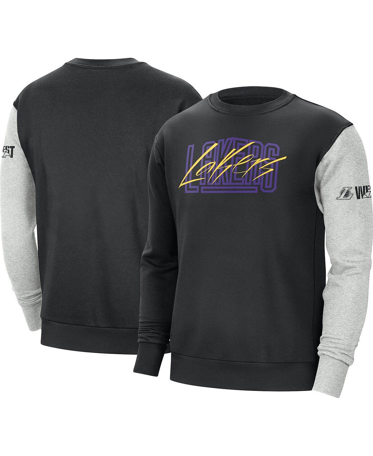 Мужской черный, Хизер-Серый пуловер Los Angeles Lakers Courtside Versus Force & Flight Nike толстовка most los angeles синий 128