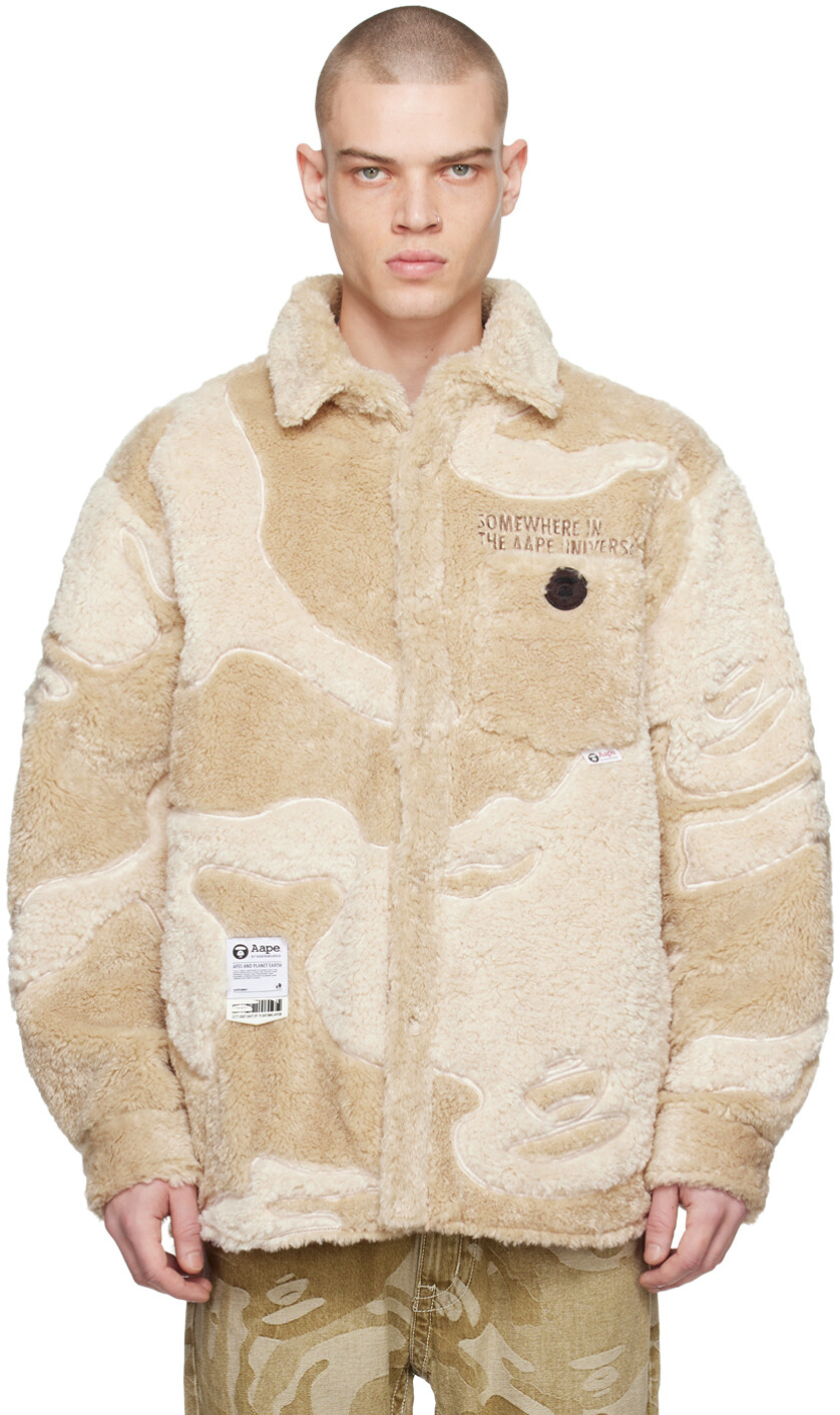 

Бежевая куртка с нашивками Moonface Aape By A Bathing Ape