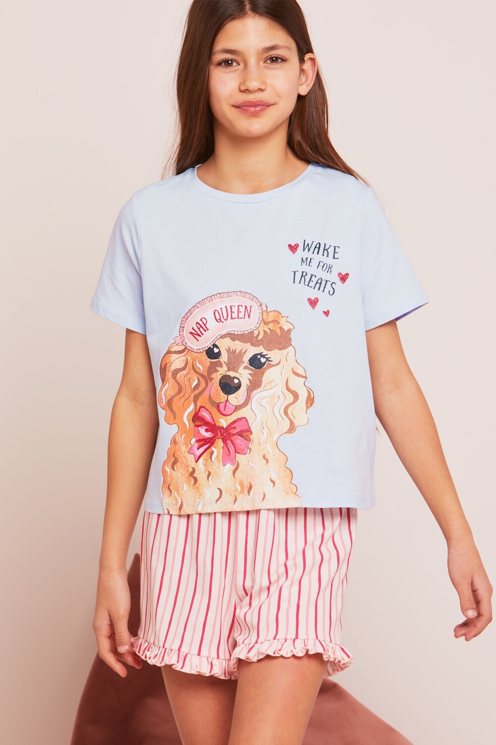 

Пижама из джерси с шортами Lipsy, розовый