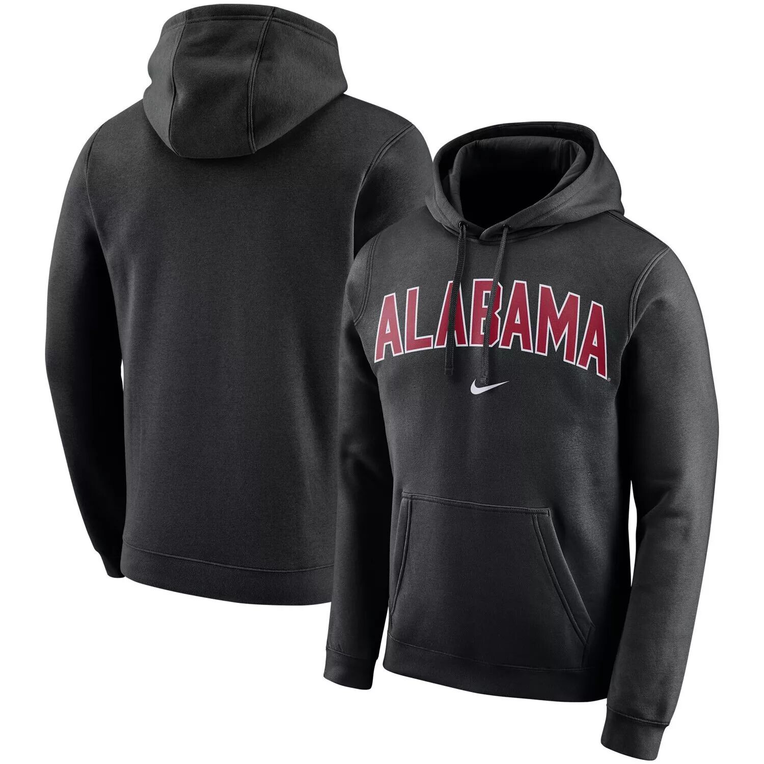 

Мужской черный флисовый пуловер с капюшоном и v-образным вырезом Alabama Crimson Tide Arch Club Nike