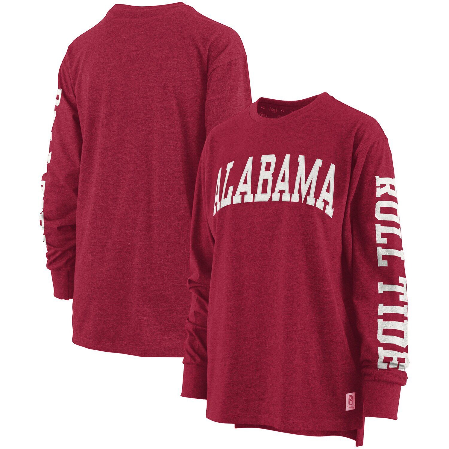 

Женская футболка Pressbox Crimson Alabama Crimson Tide размера плюс Two-Hit Canyon с длинным рукавом