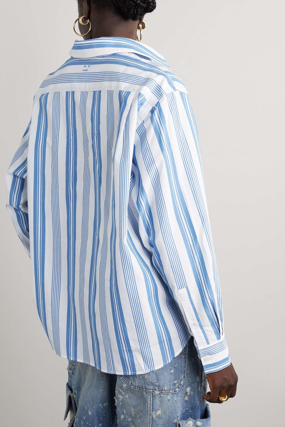 

ACNE STUDIOS Полосатая рубашка из хлопкового поплина, синий