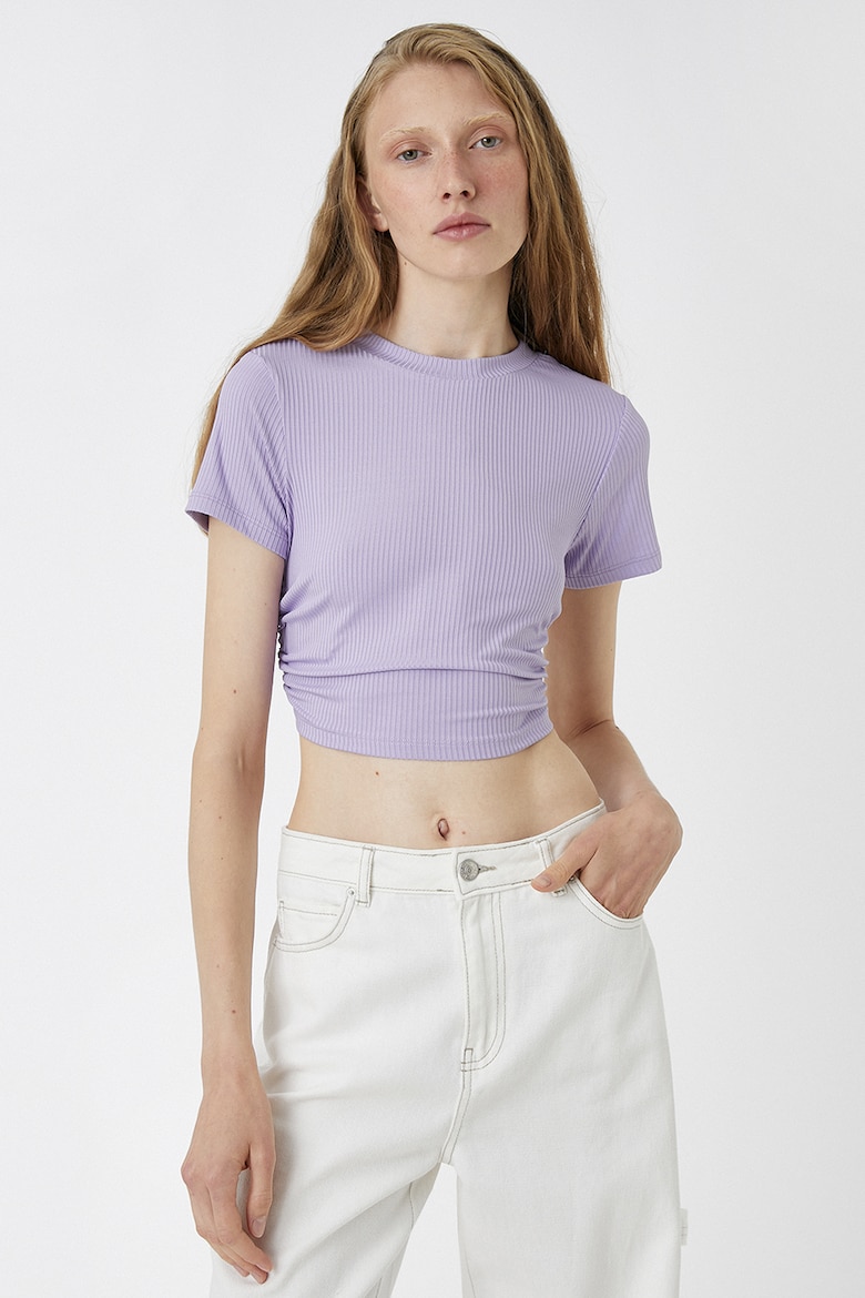 Короткая блузка с разрывами Koton, фиолетовый короткая блузка с капюшоном koton фиолетовый