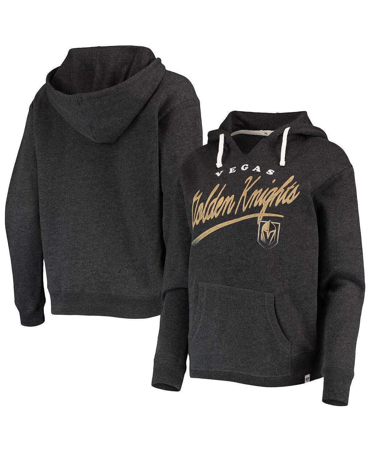 

Женский черный пуловер с капюшоном Vegas Golden Knights Cross Script Kennedy с v-образным вырезом '47 Brand, черный